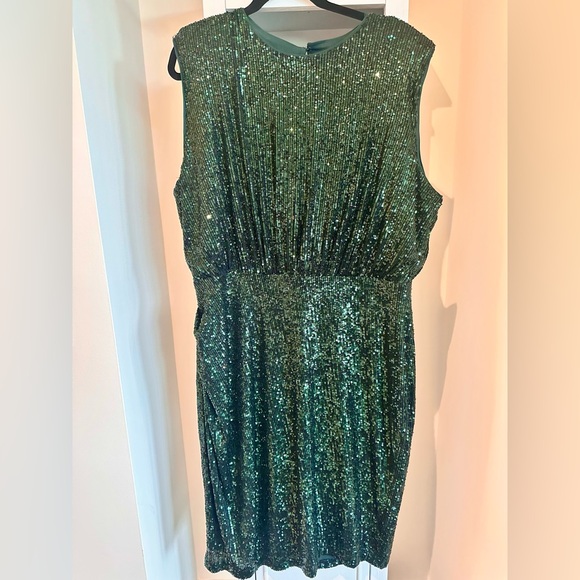 Express Green Sequin Dress - Picture 2 of 3